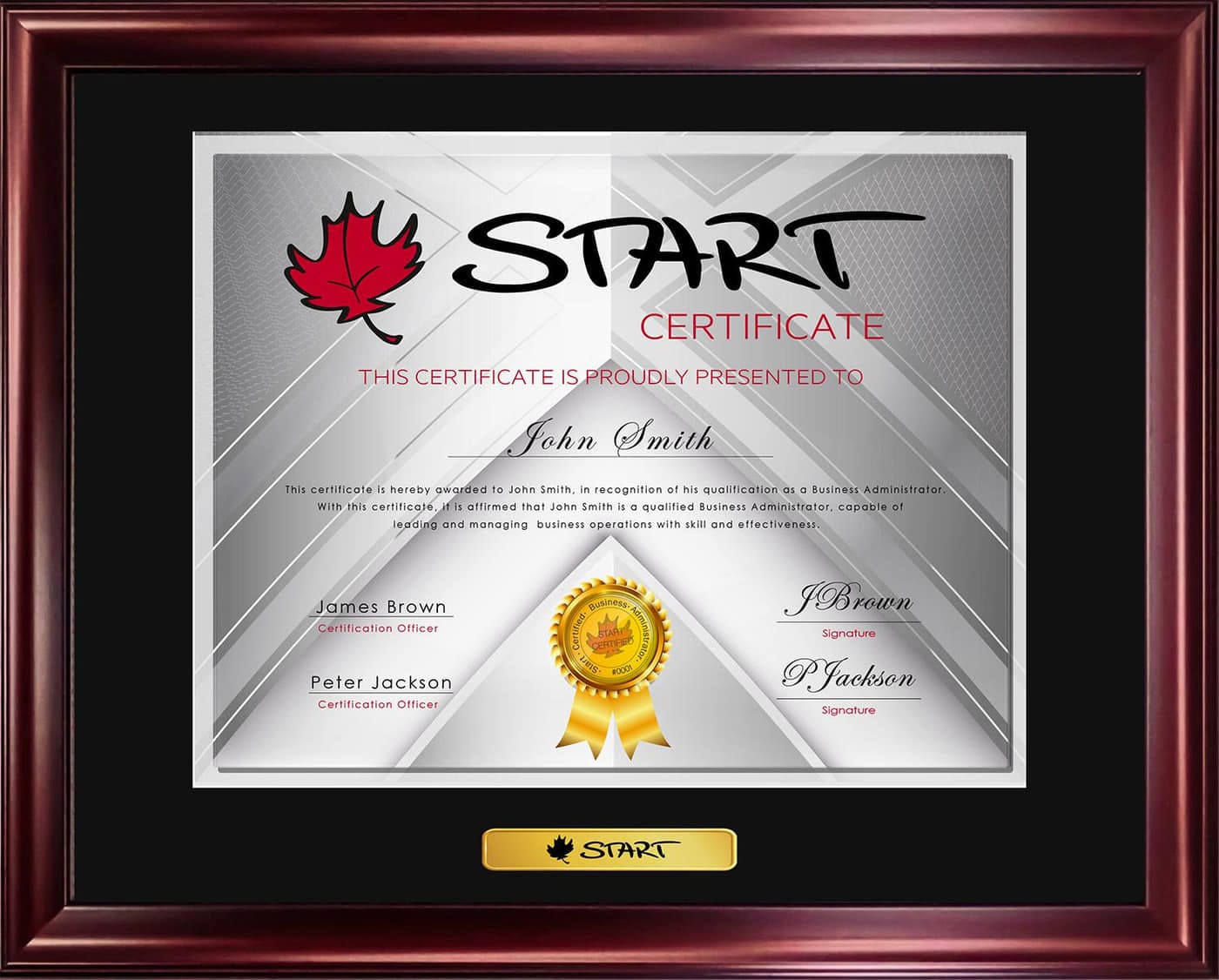 START Certification - High-Quality Framed Certificate