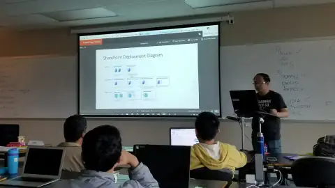 Bootcamp trainer leading a classroom discussion