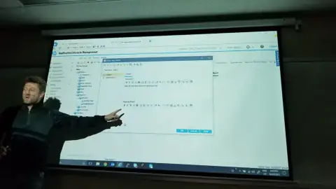 Bootcamp participant presenting at the front of the class
